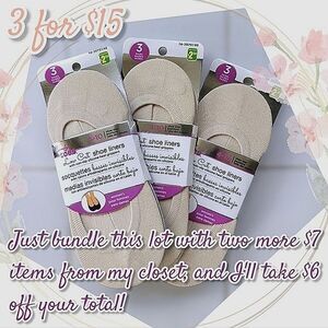 Lot of 3 | NWT Comfy Toes Low Cut Shoe Liners 3-Packs